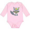 thumbnail image 3 of Inktastic Hipster Raccoon, Raccoon With Glasses, Flowers Boys or Girls Long Sleeve Baby Bodysuit, 3 of 5