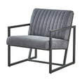 thumbnail image 2 of Modern Accent Chair, Steel Armchair Lounge Living Room Chair, Single Sofa Comfy Reading Armchair for Dining Bedroom Living Room, Upholstered Cozy Side Sofa Chair Relaxing Seating, Grey-Leather, 2 of 7