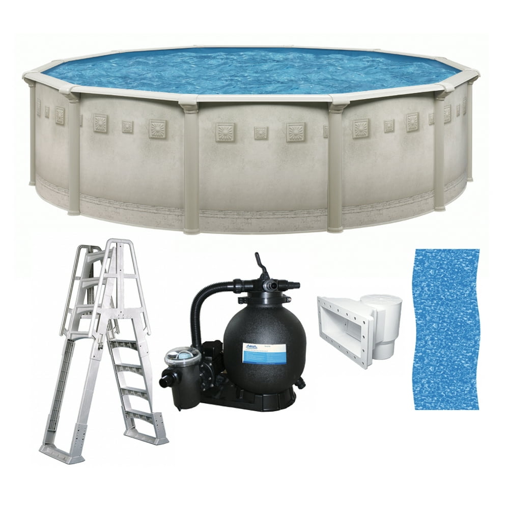 Brazil 21' x 52" Round Above Ground Swimming Pool Premium Pool Package
