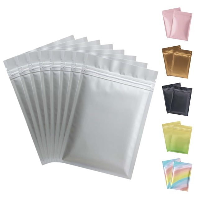 Aspire 100 PCS Mylar Zip Bags, Reusable Food Storage Pouches, 5 Size for Choose