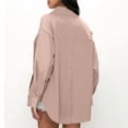 thumbnail image 4 of hotojiny Button Down Shirts for Women Casual Long Sleeve Lapel Loose Blouse Lounge Solid Color Spring Clothes, 4 of 7