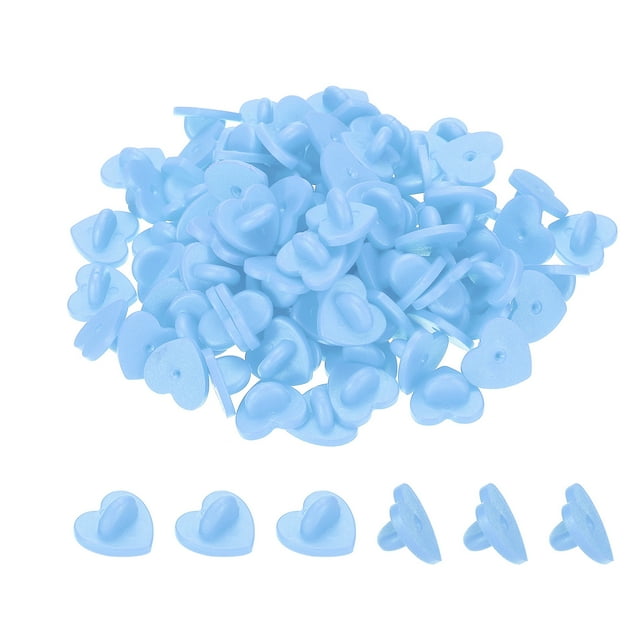 Unique Bargains Rubber Pin Backs Heart Shape Lapel Pin Backing Brooch Holder Decorative Accessories Sky Blue 100 Pack