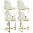 thumbnail image 5 of Genpo 24" Counter Height Bar Stools Set of 4, White Leather Counter Stools Bar Chairs with Back and Gold Metal Frame for Kitchen Island, 5 of 9