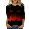 thumbnail image 1 of Women's Casual Fashion Print Thermal Underwear Top with Quarter Three Quarter Sleeve Design, 1 of 4