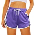 thumbnail image 5 of XPMWRP Women's Quick Dry Contrast Trim Running Shorts Elastic Waist Drawstring Athletic Workout Shorts Breathable Gym Shorts with Pockets Purple XXXL, 5 of 5