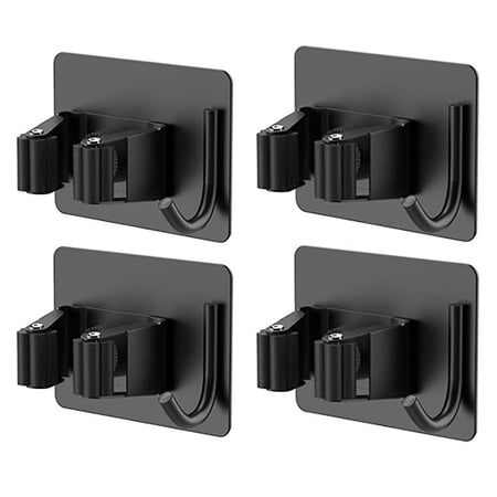 FOUTP 4 Pièces Porte-Balai Mural Auto-adhésif Gris - Support Vadrouille Sans Perçage