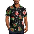 thumbnail image 2 of BLTIBY Christmas Shirt for Men Button Down Short Sleeve Lapel Hawaiian Shirts Xmas Santa Printed Casual Holiday Beach Shirts Top Black 2 3XL, 2 of 6