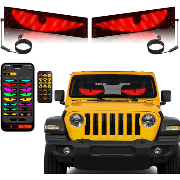 2pc 23.4“ x 4.7” Large Windshield Demon Eye Lights, Windshield LED Eyes Dynamic LED Car Demon Eyes (Suitable for Cars and Trucks) - Christmas Halloween Various Holiday Decorations