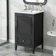 thumbnail image 2 of 20" Small Bathroom Vanity with Sink, Freestanding Cabinet with Adiustable Foot Pads and Door Shelf Storage, Drawer, Modern Bathroom Cabinet, Black, 2 of 7