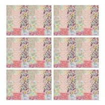 Pioneer Flower Floral Print Pattern Summer Placemats Table Placemats Set Of 6-Linen Kitchen Washable Placemats Table Mats 12x18 Inch Non-Slip Heat Resistant