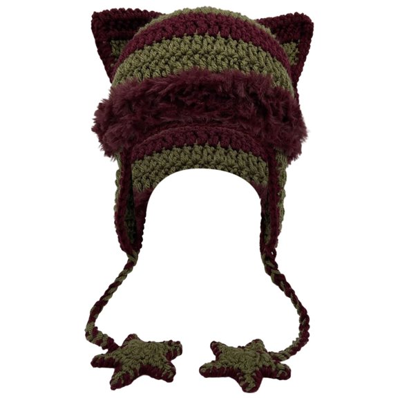 Beanies Cat Beanie Y2k Beanie Goth Knit Hat Grunge Crochet Hats for Women y2k Accessories,One Size