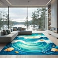 thumbnail image 2 of ODIKA 8'x10' Ultra-Soft Area Rug, Bathroom Ocean Wave Tufted Starfish Seashell Beachy Nautical None Washable, Bare feet friendly, Silk-Touch for Bedroom, Under Sectional, 2 of 7