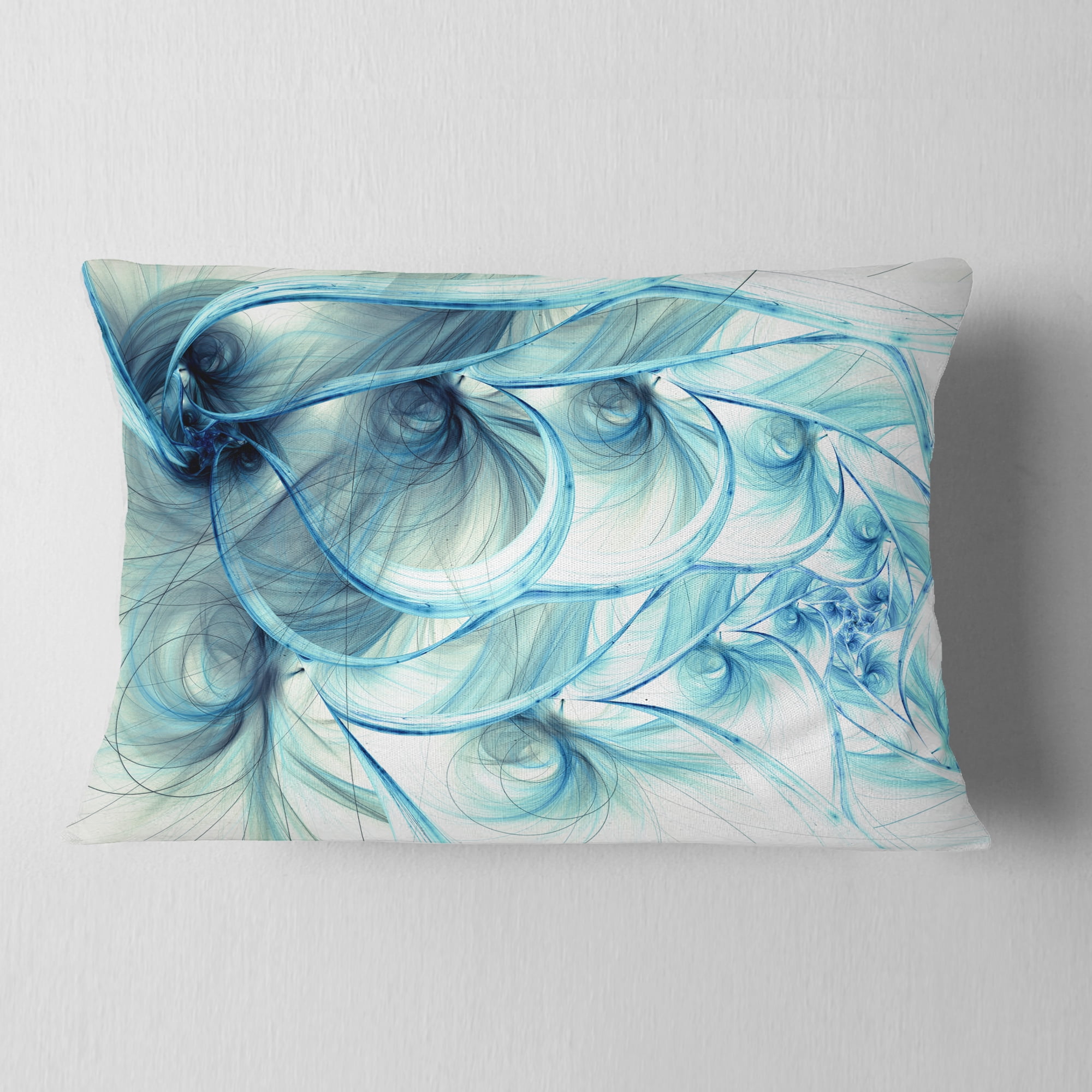 Designart 12" x 20" Blue Polyester Throw Pillow
