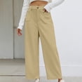 thumbnail image 2 of LLYwey Women's Fleece Lined Yoga Pants Ladies Casual Solid Pocket High Waist Straight Leg Pants Casual Pants Corduroy High Waist Wide Leg Casual Pant New Winter Pants Beige XL, 2 of 9