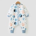 thumbnail image 1 of Saco de dormir de algodón puro para niños pequeños, ropa de invierno para el hogar, traje de dormir con pierna dividida antipatadas, tela suave y cómoda para niños, 1 of 5