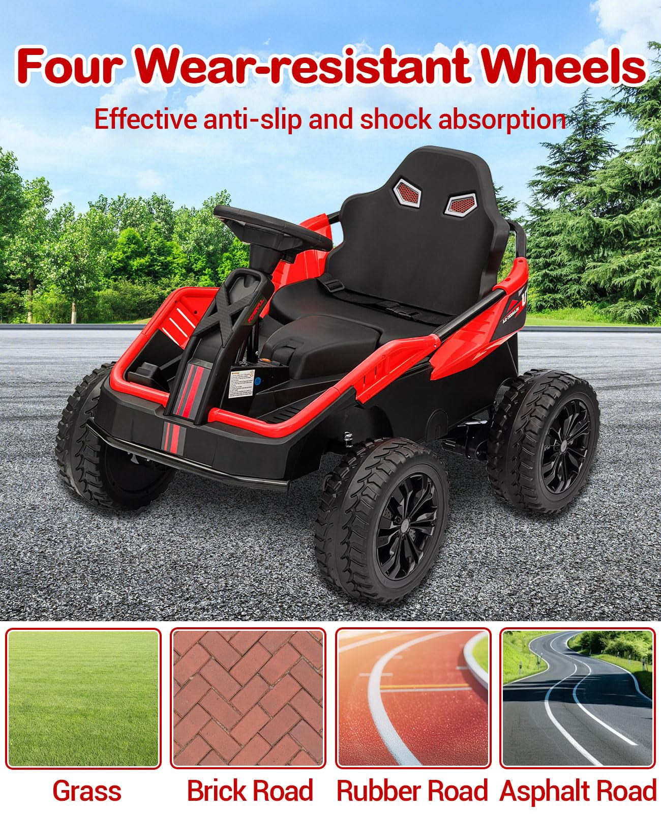 Towallmark 24V Kids Electric Car with Parent Control, 6MPH 200W 4x4 Ride On Car, 4 Shock Absorbers, Wide Adjustable Seat, Music, Wear-Resistant Wheels, 4 Wheeler ATV for Boys Girls Ages 3+