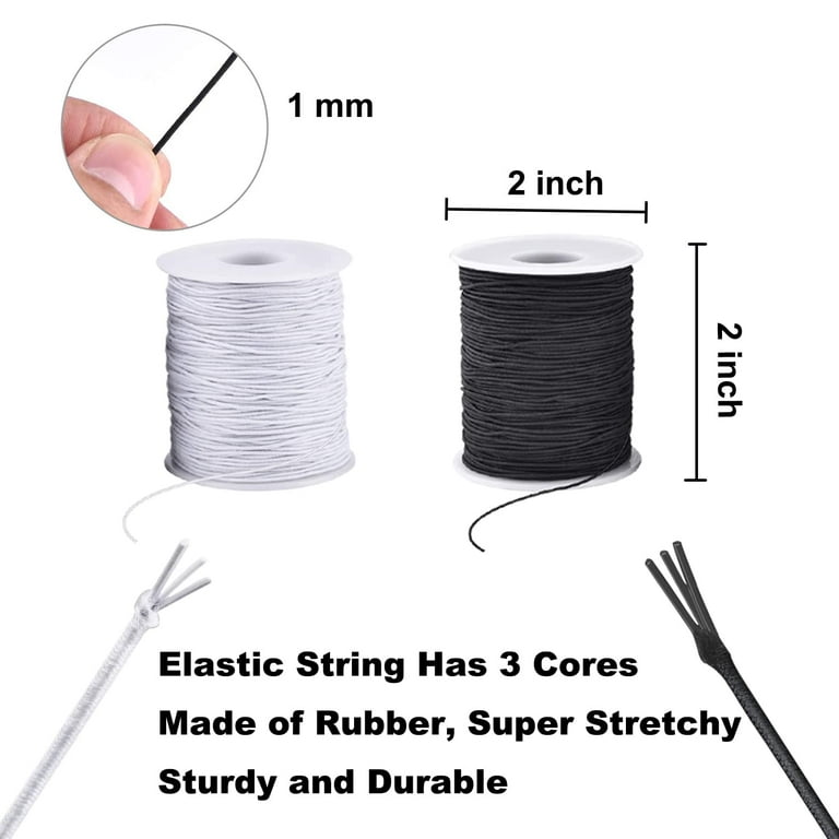 Elastic Cord for Bracelets, 2 Rolls 1 mm 330 Feet Sturdy Bracelet String,  Stretchy Elastic String for Jewelry Making, Necklaces, Beading 