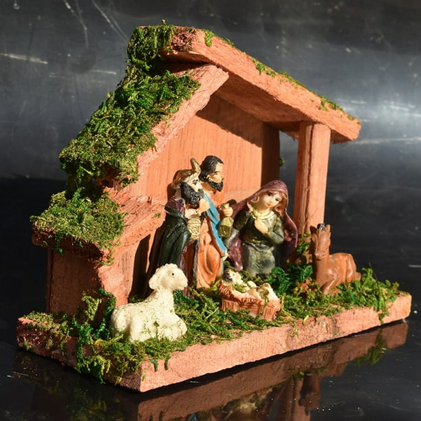 Figurine de Noël Figurine Miniature Scène Statue Décoration Ornement de  Jésus 