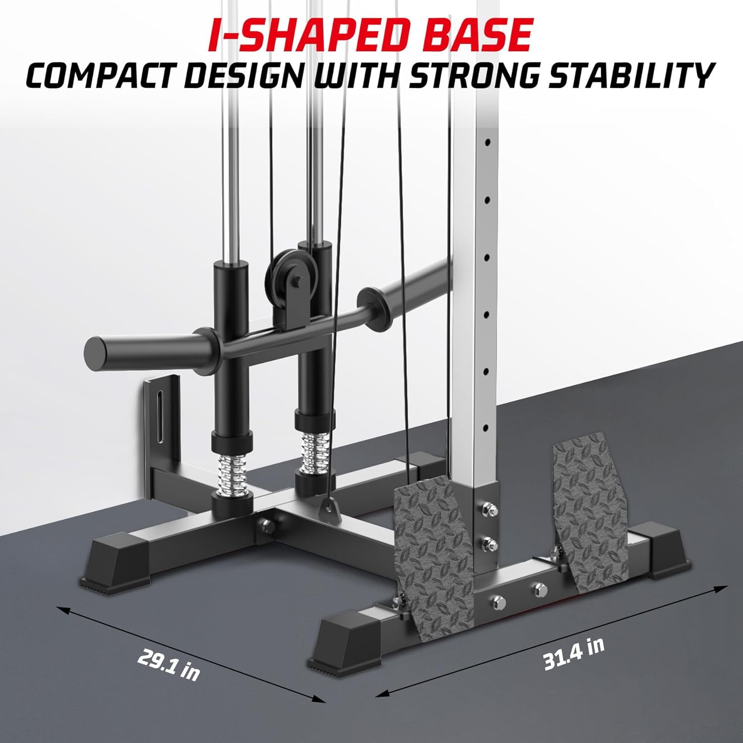 LAT Pulldown Machine, LAT Cable Machine with High and Low Pulley Station, Row Cable Machine Home Gym with Leg Support, Tricep Workout Equipment