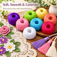Raimbow Coloue Thread 35 Balls Mercerized Cotton Crochet Thread, Size 5 Rainbow Colors ...