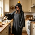 thumbnail image 4 of Wearable Blanket Hoodie With Slippers Oversized Flannel Bird Onesie For Adults Funny Loungewear Footwear Set, 4 of 7