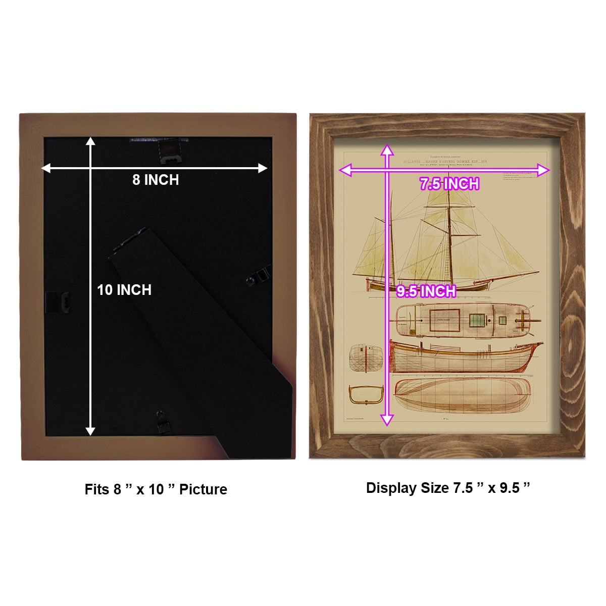 Antique Ship Plan IV -Framed Print w/glass-Walnut