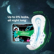 Whisper Bindazzz Night Sanitary Pads|Pack Of 44 Thin Pads|Xl+|Upto 0% Leaks|40% Longer & Wider Back|Dry Top Sheet|Long Lasting Coverage|Faster Absorption|31.7 Cm Long|With Disposable Wrap