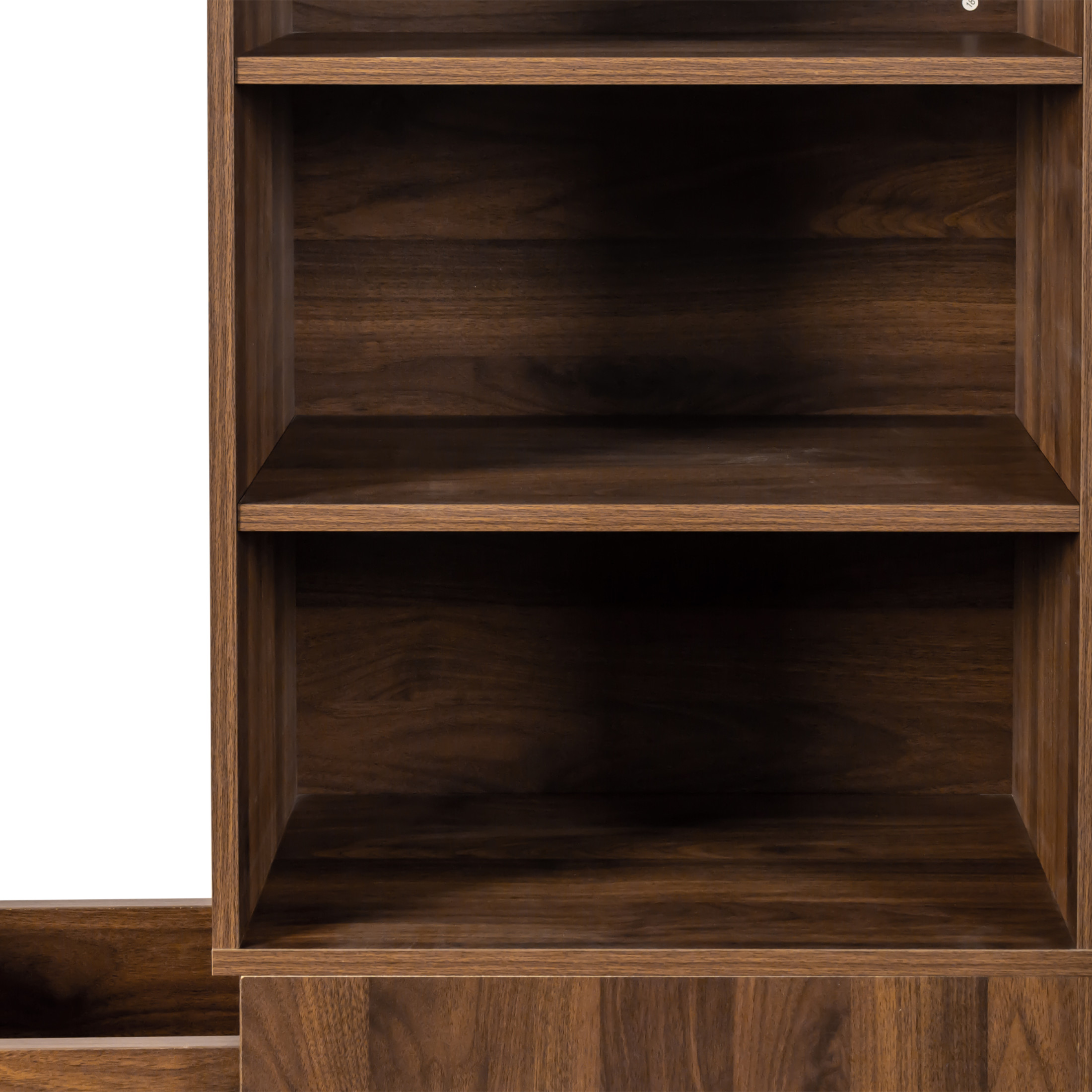 Noble House 70.87" Bookshelf Cabinet, with Shelves and Drawers, Modern Storage for Living Room or Home Office, Walnut