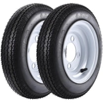 COZONY 2 Pack Trailer Tire, 6PR，4.80-8，8" Rims 4 Lug White Spoke Wheel, Load Range C,Rubber