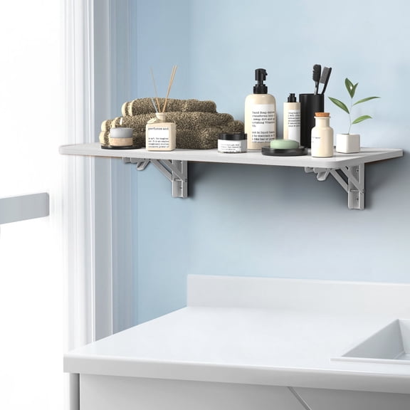 23.6in Heavy-Duty Floating Wall Shelf – Foldable Wall-Mounted Storage Shelf for Living Room, Bathroom, Kitchen