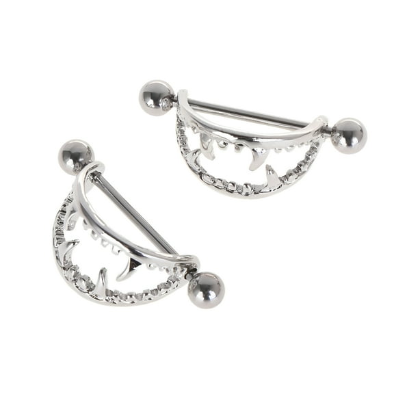 DESIGNICE 2 Pcs Nipple Piercing Barbell Halloween Breast Jewelry Decor Teeth Nipple Rings