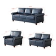 thumbnail image 2 of 6-Seat Modular Sectional Sofa with Wood Leg and Nails Decoration, Faux Leather Mid Century Modern Couches, Comfy Chairs with Removable Cushion for and Storage Boxes for Living Room, Navy Blue, 2 of 7