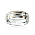 thumbnail image 2 of Coastal Jewelry Two Tone Stainless Steel Brushed Grooved Ring (7mm), 2 of 4