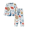 thumbnail image 2 of Wukai Watercolor Nautical Print Women's Pajama Set - Soft Long Sleeve Sleepwear for Comfort and Style-Medium, 2 of 9