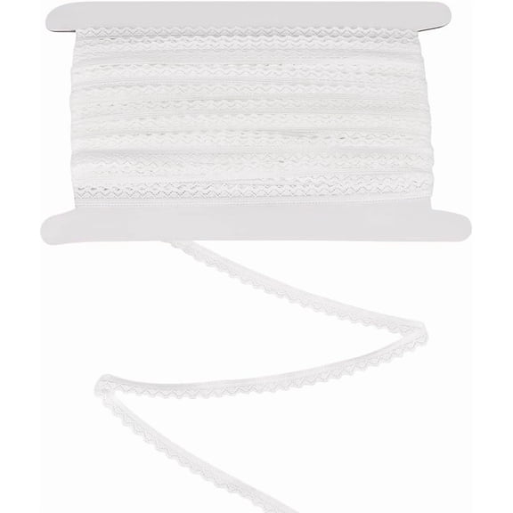 30 Yards White Stretch Lace Trim 3/8 inch Wide Elastic Wavy Edged Lace Ribbon Embroidery Wavy Edged Lace Trim for Crafting Sewing Making Gift Wrapping and Wedding Decorations