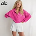 thumbnail image 6 of A-L-O Womens Cropped Sweatshirt Loose V Neck Hoodies Casual Long Sleeve Workout Hooded Sweatshirt Tops, 6 of 9