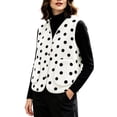 thumbnail image 4 of LUVDA Women's Polka Dot Plush Vest V Neck Button Sleeveless Loose Cropped for Winter, 4 of 6
