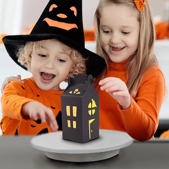 Cajas de Regalo de Halloween: Paquete de 10 Cajas de Dulces de Papel Negro Hueco, 5,5 X 2,7 X 2,7 Pulgadas, para Regalos de Fiesta, Bolsas de Dulces y Embalaje de Temporada.