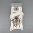 thumbnail image 2 of Ambesonne Ethnic Bedding Set 4 Pcs, Big Wolf Head Ornaments, Queen, Pearl Coral and Teal, 2 of 3