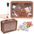 thumbnail image 2 of Wooden Money Box with Counter Marker Pen Vintage Hollow Moon Castle Piggy Bank with Money Target Numbers Coin Cash Container Money Saving Challenges Box, 2 of 7