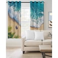thumbnail image 2 of Beach Coastal Blackout Curtains, Light Blocking Print Window Curtains, Aqua Summer Nautical Seaside Starfish Thermal Insulated Window Drapes for Living Room Kitchen Cafe 2 Panels, 55"W x 39"L, 2 of 9