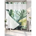 thumbnail image 4 of Tropical Plants No Hook Shower Curtain Waterproof, Bathroom Curtains with Snap in Liners and See Through Top Window, Country Summer Green Palm Leaves Hotel Style Bathtub Curtains Shower 66"Wx72"L, 4 of 8