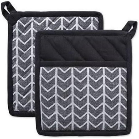 

Black & White Herringbone Pot Holder Set of 2