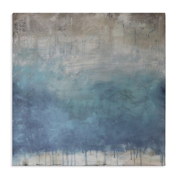 Stupell Industries Transitional Paint Drip Hatched Blue Abstract Modern Ombre Canvas Art, 30 x 30, by Judi Bagnato