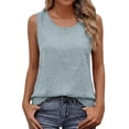 thumbnail image 3 of Womens Cotton Linen Tank Tops Loose Fit 2 Pack Casual Sleeveless Vests Lightweight Breathable Summer Daily Wear by Yigetop Dark Blue L, 3 of 6