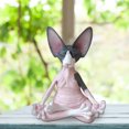 thumbnail image 3 of Figuritas de gato de Buda estatua de meditación de animales escultura Wdftyju artística de gato modelo de muñeca juguetes de Gato sin Pelo regalos decoración del hogar, 3 of 7