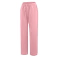thumbnail image 5 of vdgthytj Wide Leg Pants for Women Elastic Waist Drawstring Cotton Linen Pants Casual Loose Lounge Trousers with Pockets, 5 of 9