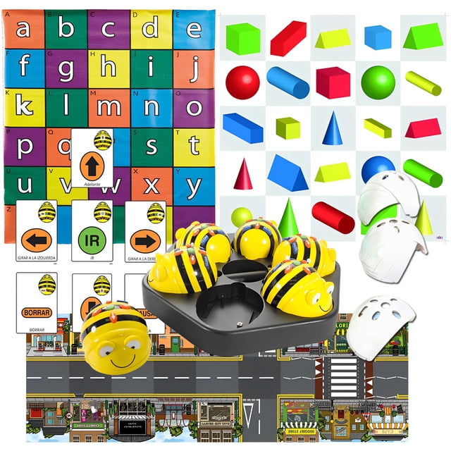 TTS Bee-Bot STEM Coding Toy Robot See & Say Version with 3 Activity Mats, A5 Sequence Cards, White Clip On Shells Bundle | Educational Programming Classroom Teaching Robotics