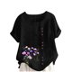thumbnail image 4 of TaTaai Casual Printed Button Blouse, Women's Short Sleeve Linen Feel T-Shirt, Comfortable Top for All Seasons Gift, 4 of 4