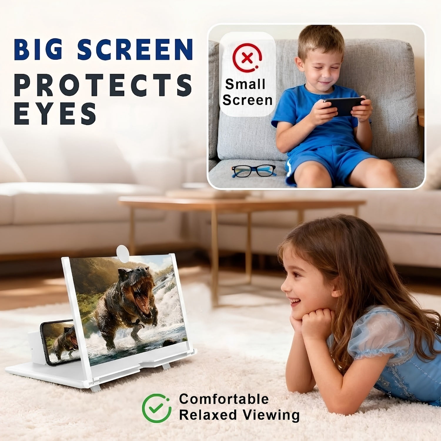 16"Mobile Phone Magnifier - Ultra-HD Screen Magnifier for Easy TV Viewing Orientation for Landscapes Use Eye Protection Full-Screen Mobile Phone Magnification